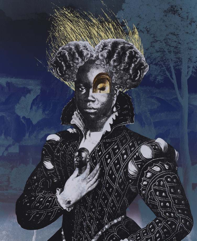 Raphaël Barontini, Queen Ooni Luwoo, 2024. Courtesy of the artist and Mariane Ibrahim.