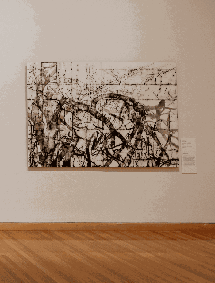 Artwork: Hoysted TK; turning point, 2021, Indian ink and pencil on aluminium panels, 140 x 200cm (diptych)