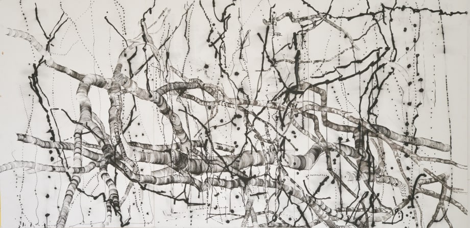 Artwork: The Fallen, 2022, Indian ink on museum mount board, 152 x 306 cm