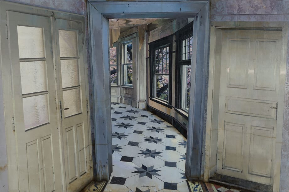 Tre porte | 2018 | Oil and mixed media on board | 60 x 90 cm (23.6 x 35.4 in)