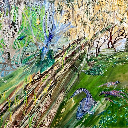 Detail of Lettuce Lake, 2016, oil on canvas 34 x 36 inches