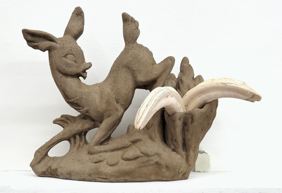 Emily Hesse ‘Accidental, Dear’ 2018, Ceramic, Scented Clay (Christmas Spice), Wild Boar Tusks, 31.5 x 29.5 x 18 cm, Photo: John McKenzie, Courtesy of the artist and Workplace Foundation