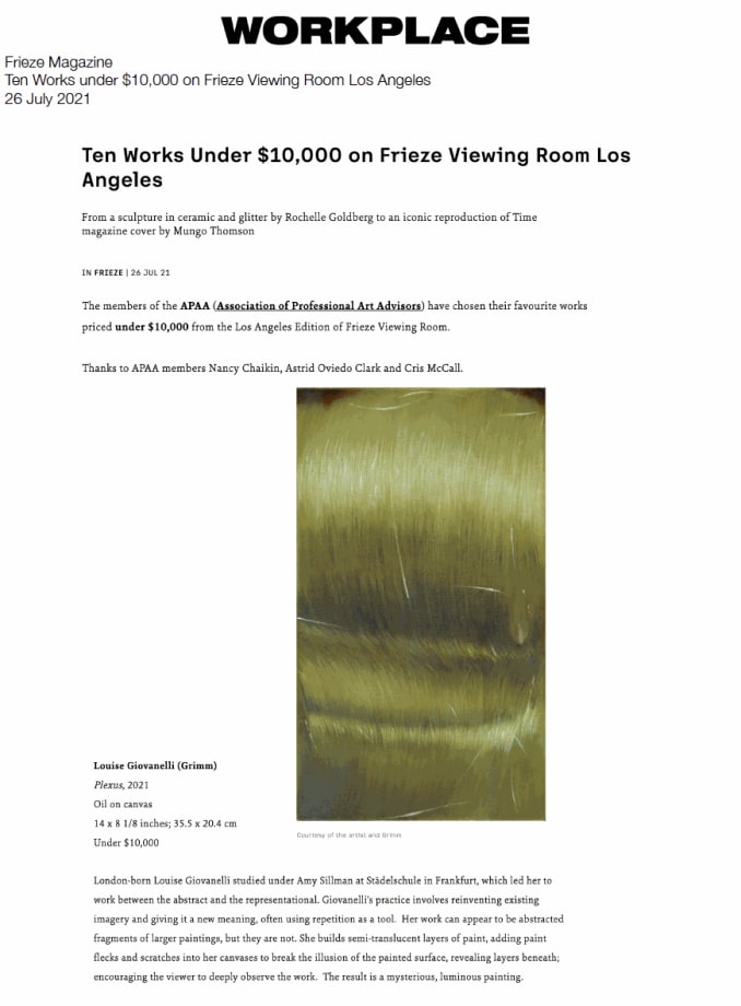 Ten Works under $10,000 on Frieze Viewing Room Los Angeles, 2021