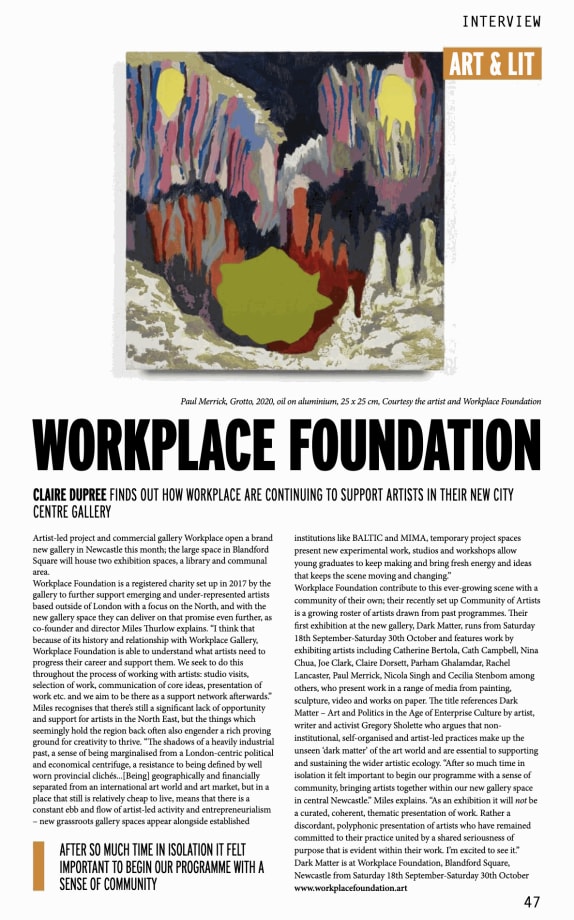 'Interview: Workplace Foundation' by Claire Dupree, NARC Magazine, Issue 176, Page 47, September 2021