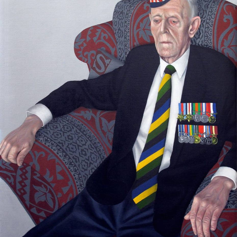 A portrait of James Glennie, Private with the 5th/7th Gordon Highlanders by Carl Randall at The Queen's Gallery.