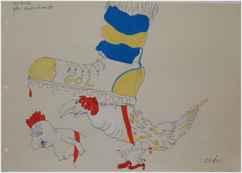 Verdult, Dick The Odyssey Of Boca Juniors And River Plate (1), 2008 Drawing in ballpoint and gouache on paper 32 x 45,5 cm (AG.DV.08.5433)