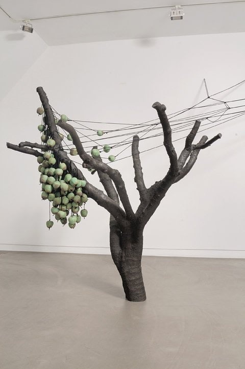 Anya Gallaccio who can I turn to if you turn away, 2005 bronze, green glazed porcelain, black rope 89 x 85 x 71 inches, approx. weight 450LBs (AG.AG.06.3595)