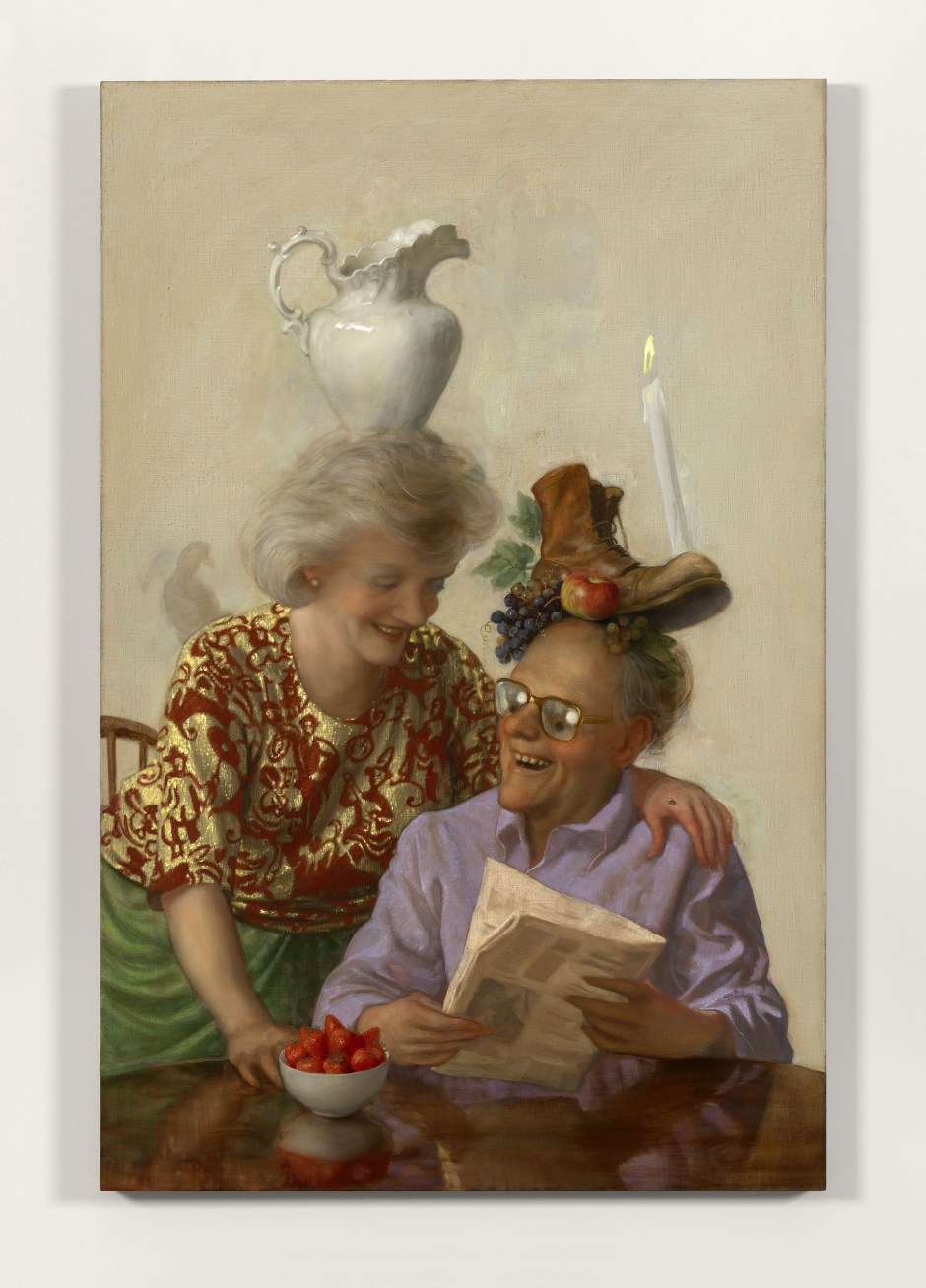 Newspaper Couple, 2016  oil on canvas  173.0 x 112.0 x 4.0 cm 68 x 44 x 1 1/2 in.