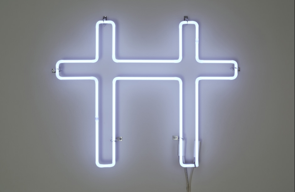 Neon Cross for Two, 2007  white neon  45.72 x 58.42 x 5.4 cm 18 x 23 x 2 1/8 in.