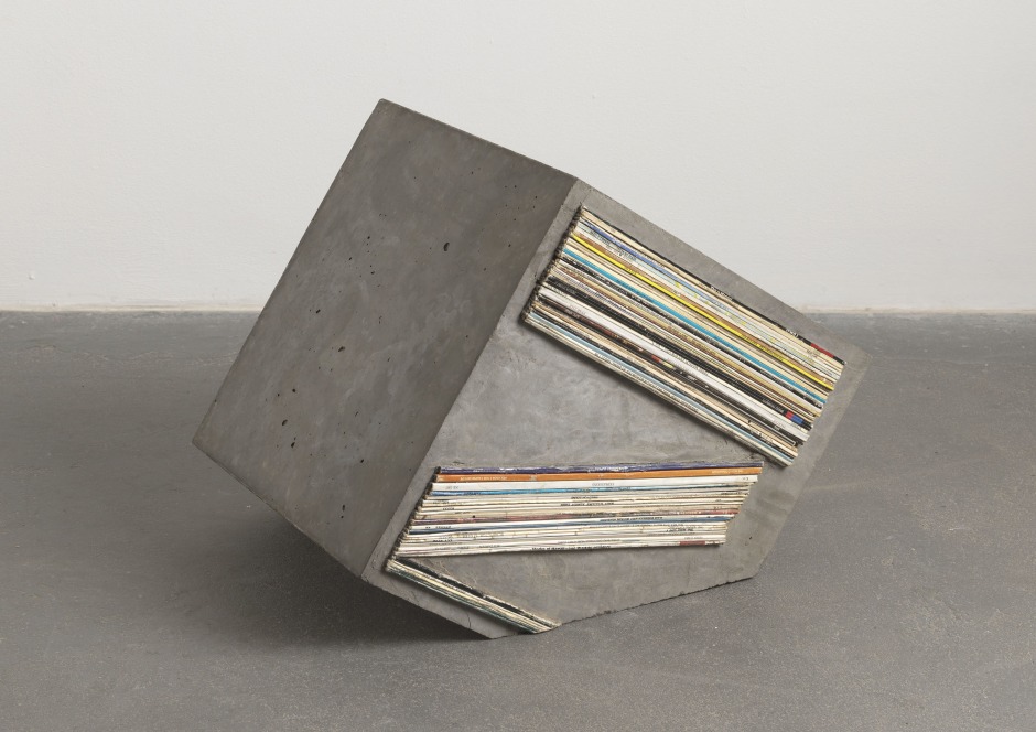 Sonic Reducer #34, 2008  cast concrete, record spines  38.0 x 50.0 x 36.0 cm 15 x 19 5/8 x 14 1/8 in.