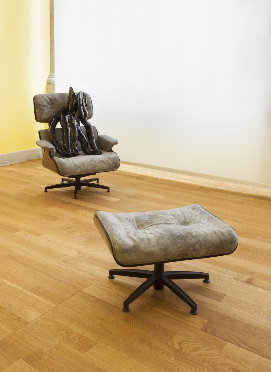Tit-Cat Eames Chair, 2015  bronze, concrete  103.0 x 81.0 x 78.0 cm 40 1/2 x 31 7/8 x 30 11/16 in.