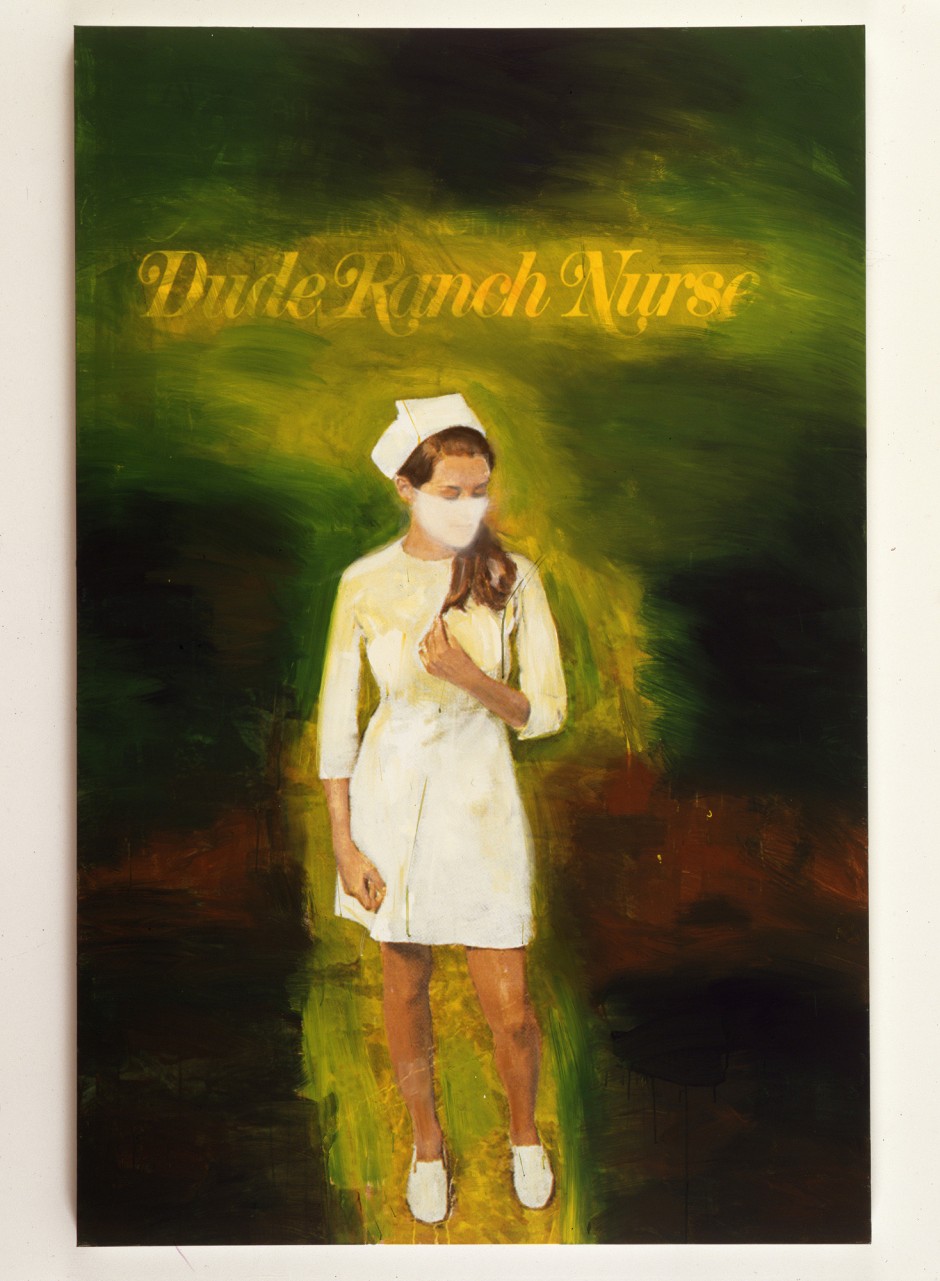 Dude Ranch Nurse, 2002  signed on verso with date and title  ink jet print and acrylic on canvas  203.2 x 132.1 cm 80 x 52 in.