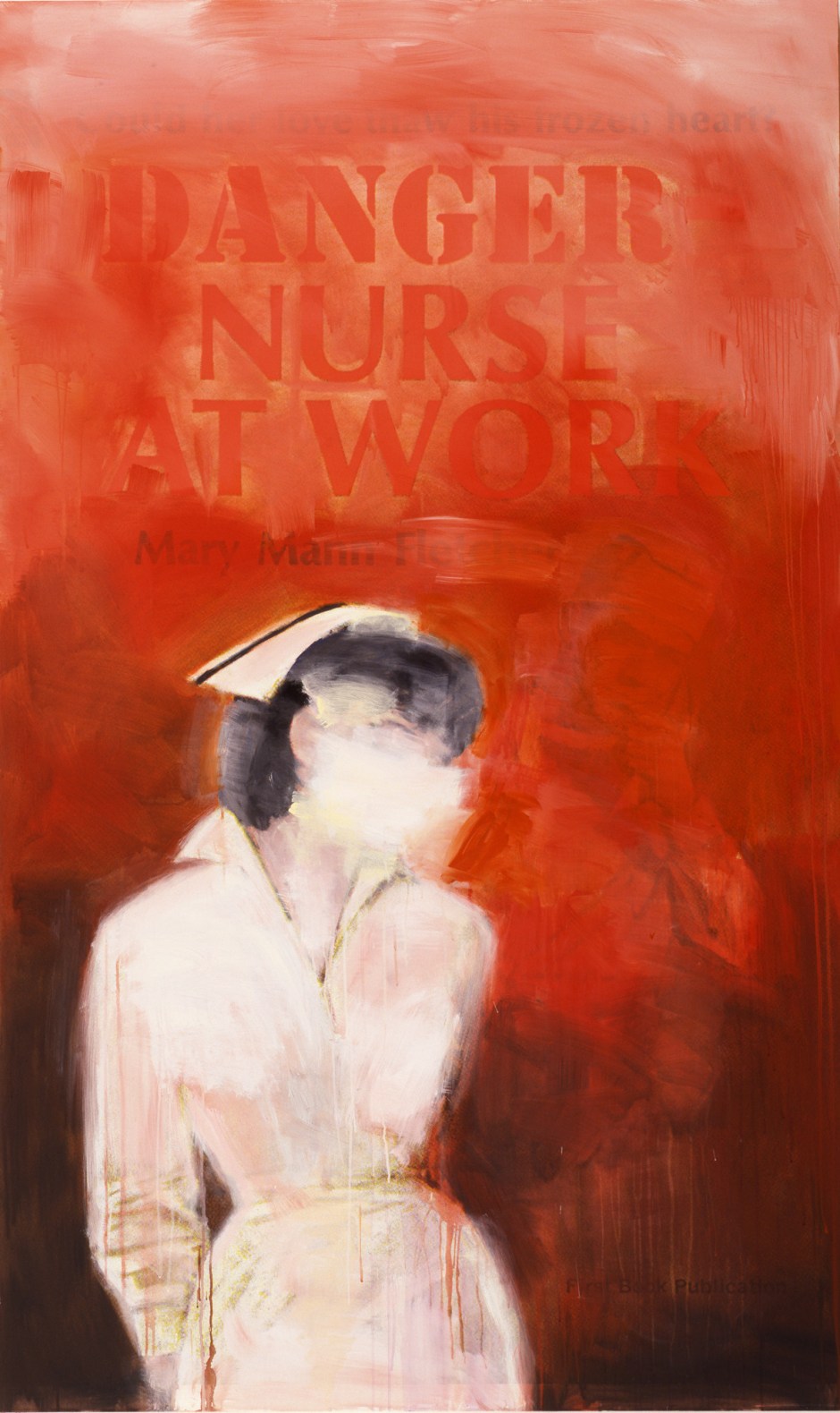 Danger Nurse at Work, 2002  signed on verso with date and title  ink jet print and acrylic on canvas  236.22 x 142.24 cm 93 x 56 in.