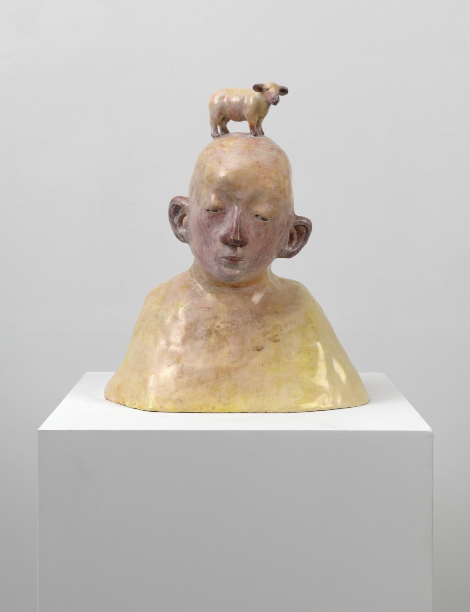 Sheephead Man, 2007  signed, titled and dated on base  carved limewood, painted  35.2 x 29.5 x 19.0 cm 13 13/16 x 11 9/16 x 7 7/16 in.