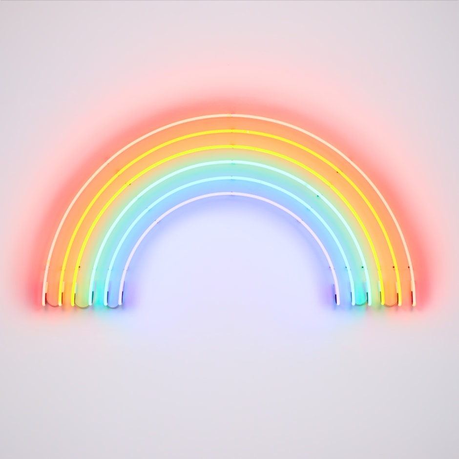 Double Rainbow, 2022  neon, hardware  94 x 183.5 x 5.1 cm / 37 x 72 ¼ x 2 in