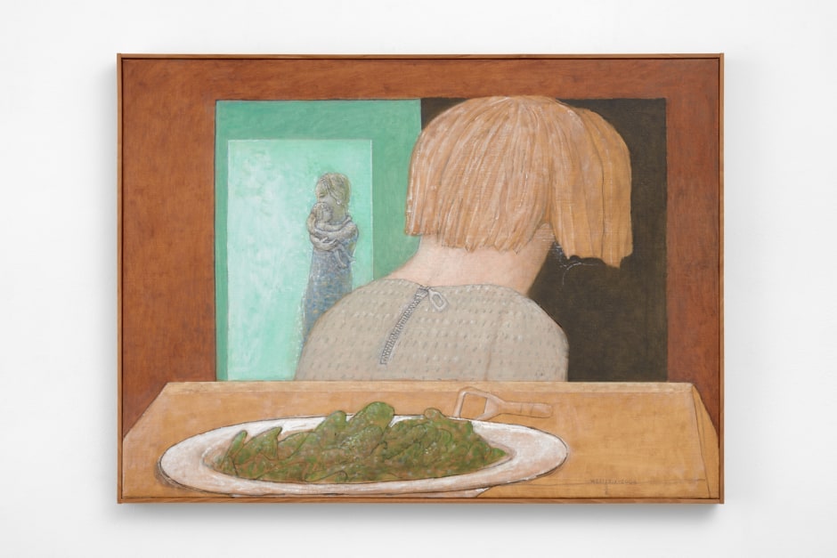 Girl looking around / Omkijkend meisje, 2004  tempera, alkyd and oil on canvas on panel  66.5 x 89.5 x 4 cm / 26 ⅛ x 35 ¼ x 1 ⅝ in