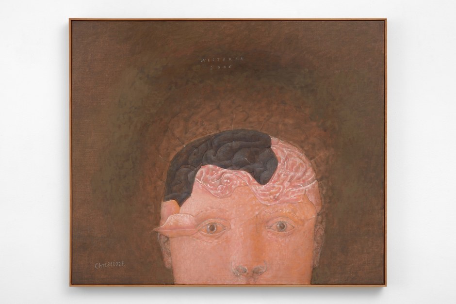 Girl with black stain / Meisje met zwarte vlek, 2006  tempera, alkyd and oil on canvas on panel  86.6 x 101.9 x 4 cm / 34 ⅛ x 40 ⅛ x 1 ⅝ in