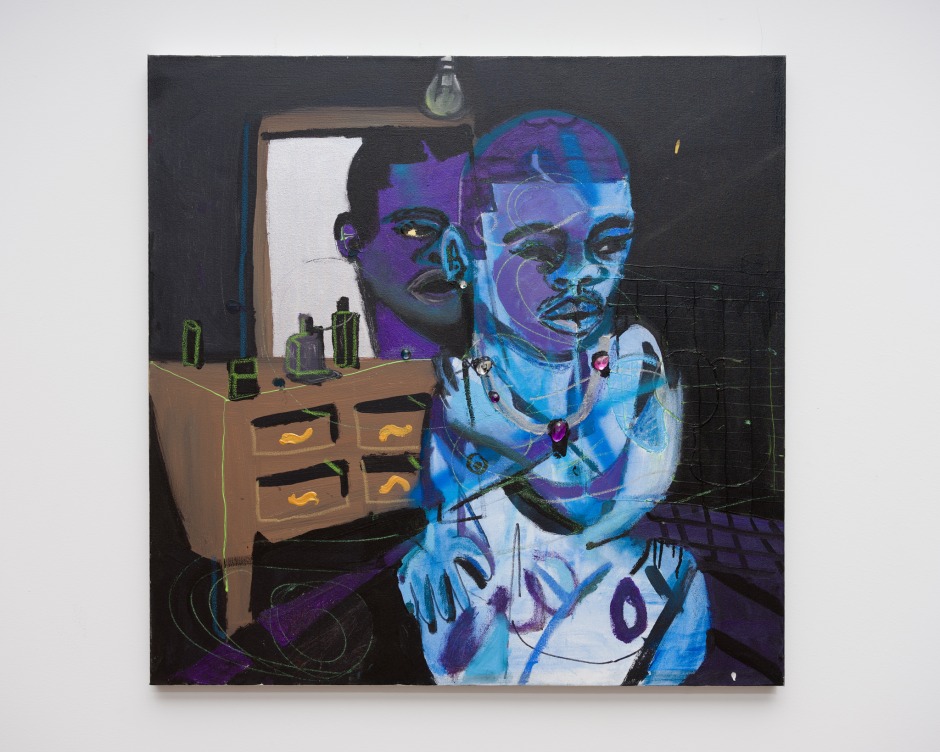 Shadow Self, 2019  acrylic paint spray paint marker on canvas  91.5 x 91.5 x 3.8 cm / 36 ⅛ x 36 ⅛ x 1 ½ in