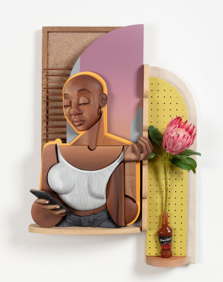 Philani, 2022  acrylic and mixed media on wood  97 x 72 x 24 cm / 38 ¼ x 28 ⅜ x 9 ½ in