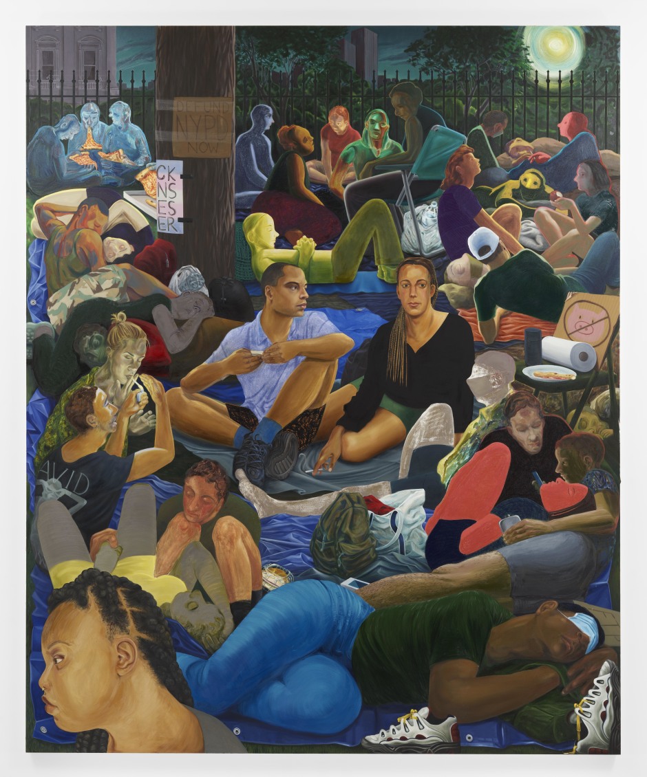 Nicole Eisenman  The Abolitionists in the Park  2020-2021  Oil on canvas  322.6 x 266.7 x 3.8 cm / 127 x 105 x 1½ in