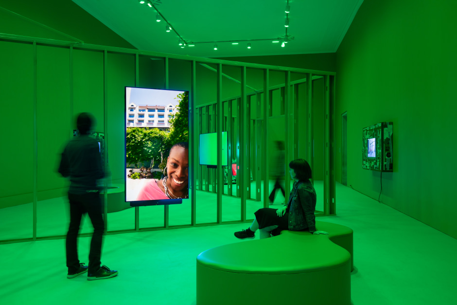 Installation view, Martine Syms, Neural Swamp / The Future Fields Commission, Philadelphia Museum of Art, 14 May - 30 October 2022  © Martine Syms. Courtesy the Artist and Philadelphia Museum of Art, Philadelphia.  Photo: Joseph Hu