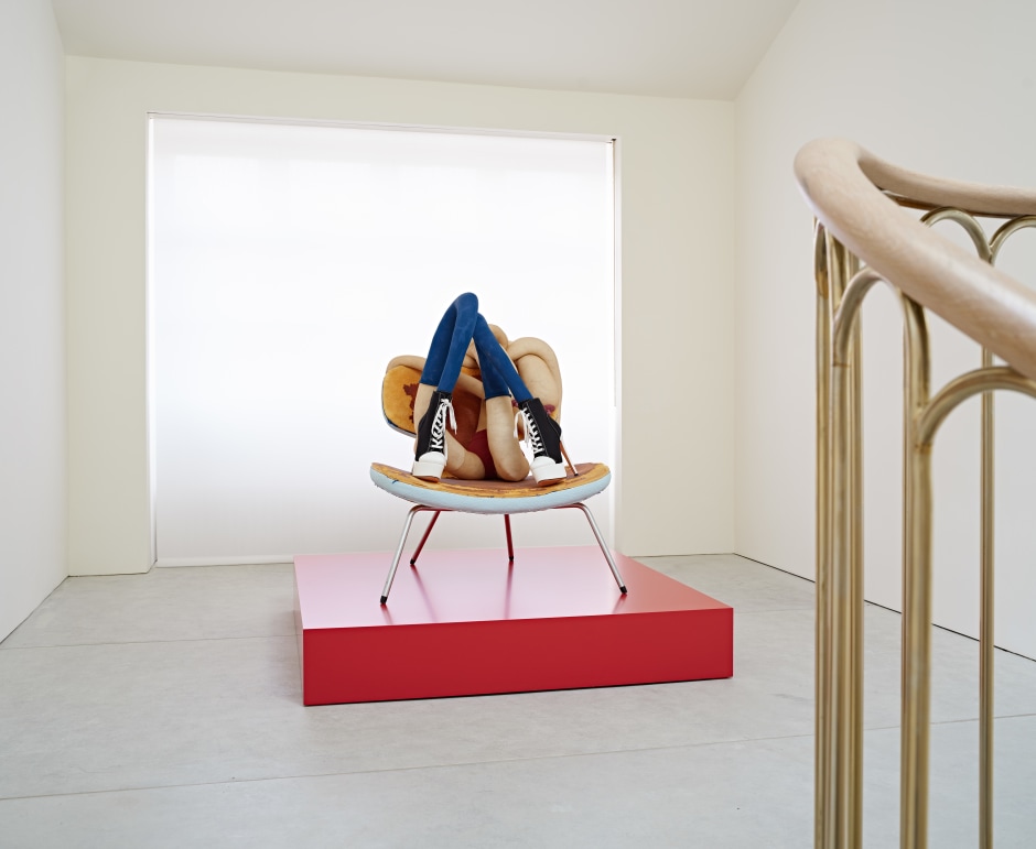 Installation view, Sarah Lucas, SEX LIFE, The Perimeter, London, 09 September - 12 December, 2021  © Sarah Lucas. Courtesy Sadie Coles HQ, London.  Photo: Andy Stagg