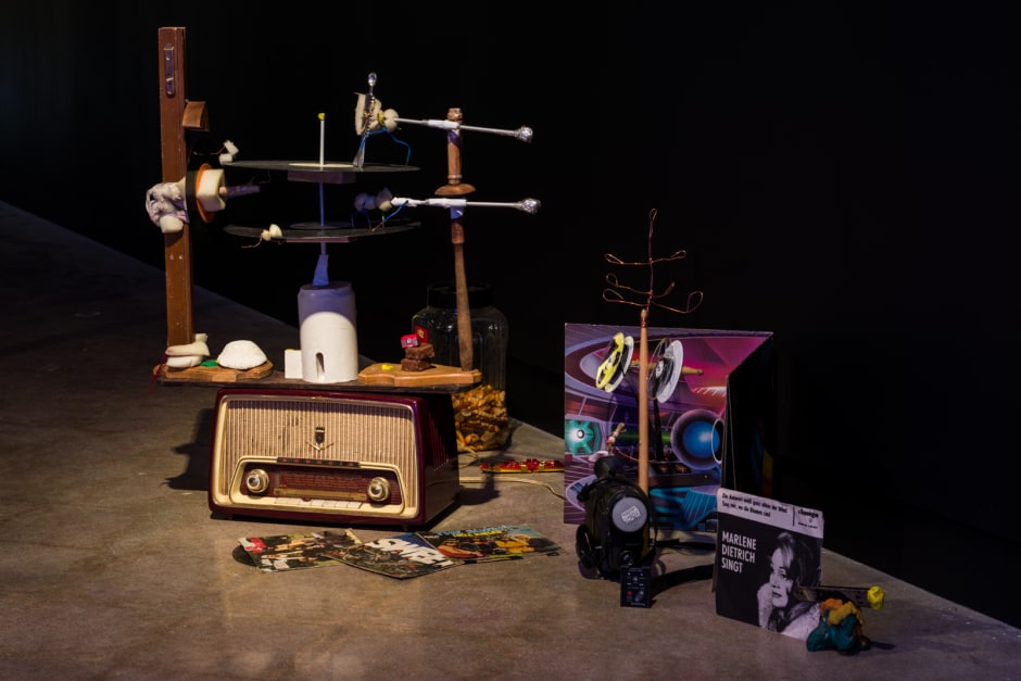 Installation view, John Bock, Dead + Juicy, The Contemporary Austin – Jones Center, Austin, Texas, 23 September - 14 January 2017  © John Bock. Courtesy the Artist, Anton Kern Gallery, New York; Regen Projects, Los Angeles and The Contemporary Austin, Austin TX  Photo: Colin Doyle