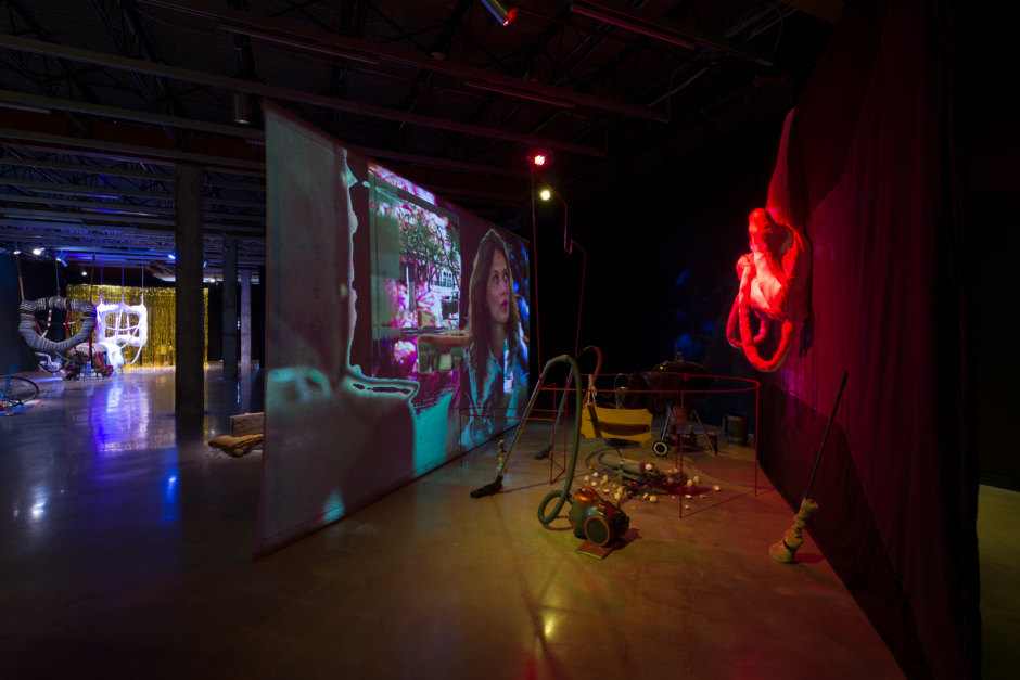 Installation view, John Bock, Dead + Juicy, The Contemporary Austin – Jones Center, Austin, Texas, 23 September - 14 January 2017  © John Bock. Courtesy the Artist, Anton Kern Gallery, New York; Regen Projects, Los Angeles and The Contemporary Austin, Austin TX  Photo: Colin Doyle
