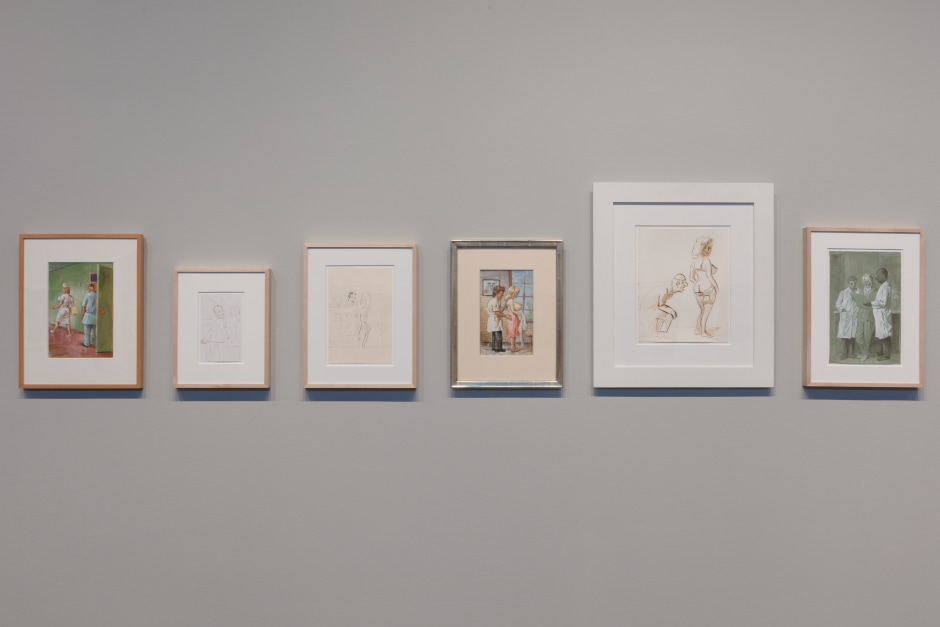 Installation view, John Currin, My Life as a Man, Dallas Contemporary, Dallas TX, 15 September - 22 December 2019  © John Currin. Courtesy the Artist and Sadie Coles HQ, London.  Photo: Kevin Todora