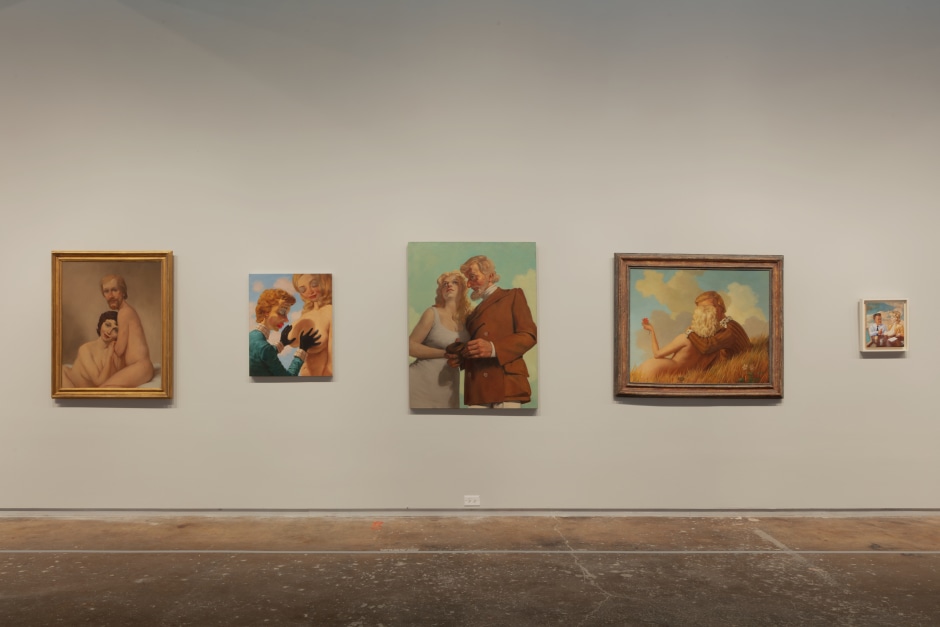 Installation view, John Currin, My Life as a Man, Dallas Contemporary, Dallas TX, 15 September - 22 December 2019  © John Currin. Courtesy the Artist and Sadie Coles HQ, London.  Photo: Kevin Todora
