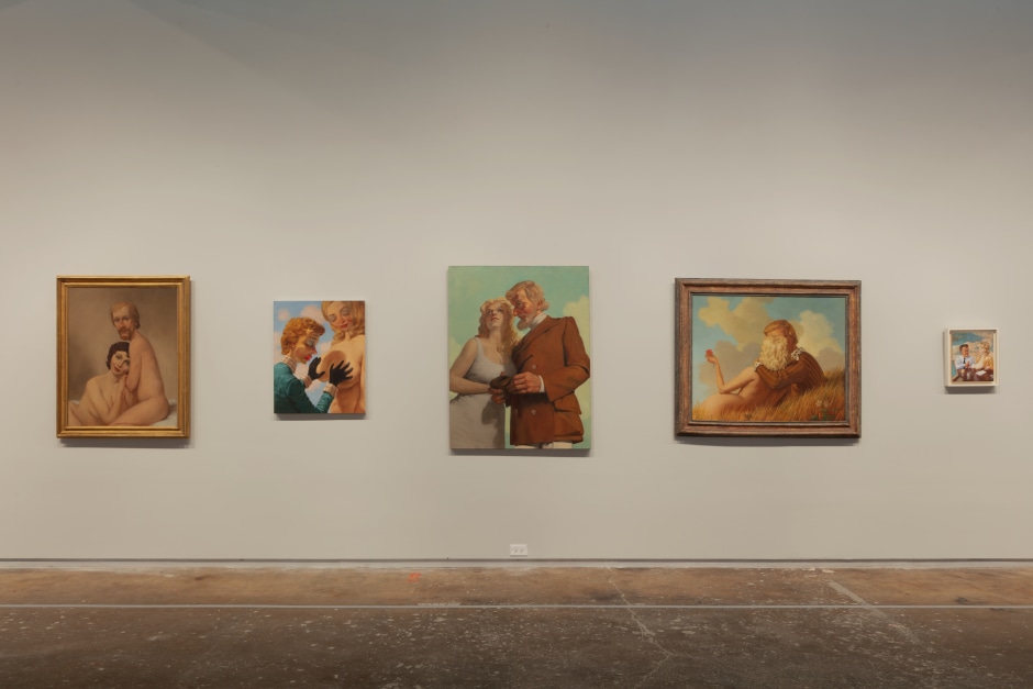 Installation view, John Currin, My Life as a Man, Dallas Contemporary, Dallas TX, 15 September - 22 December 2019  © John Currin. Courtesy the Artist and Sadie Coles HQ, London.  Photo: Kevin Todora