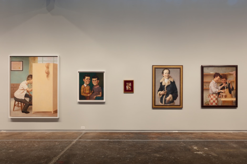 Installation view, John Currin, My Life as a Man, Dallas Contemporary, Dallas TX, 15 September - 22 December 2019  © John Currin. Courtesy the Artist and Sadie Coles HQ, London.  Photo: Kevin Todora