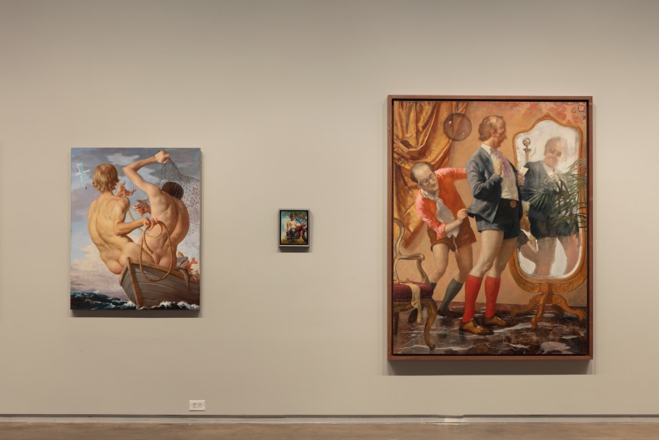 Installation view, John Currin, My Life as a Man, Dallas Contemporary, Dallas TX, 15 September - 22 December 2019  © John Currin. Courtesy the Artist and Sadie Coles HQ, London.  Photo: Kevin Todora