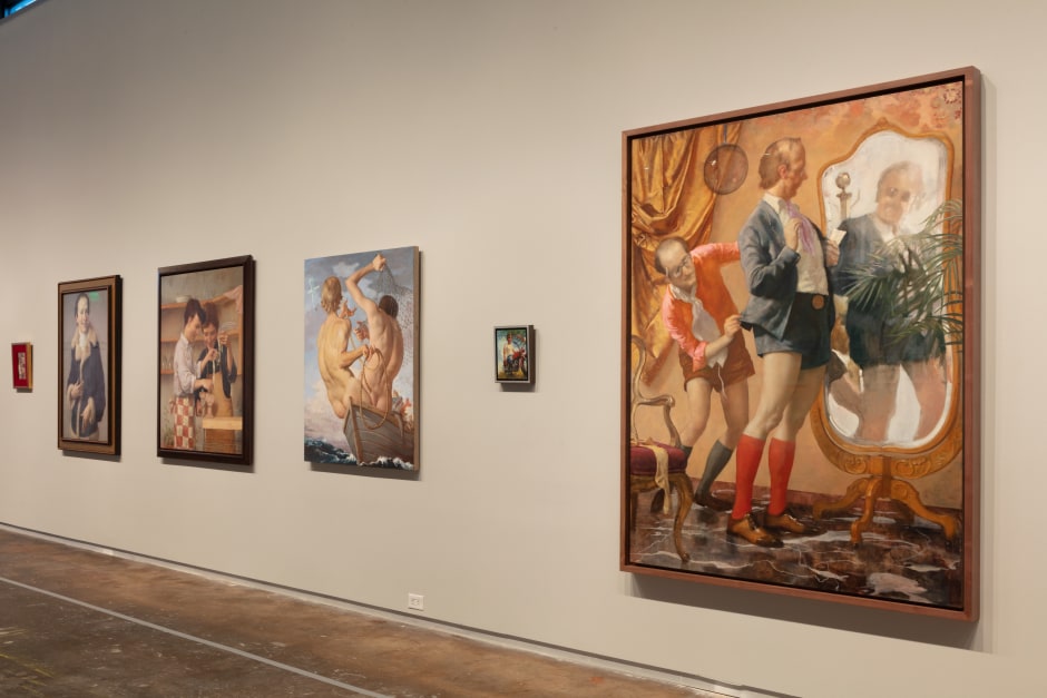 Installation view, John Currin, My Life as a Man, Dallas Contemporary, Dallas TX, 15 September - 22 December 2019  © John Currin. Courtesy the Artist and Sadie Coles HQ, London.  Photo: Kevin Todora