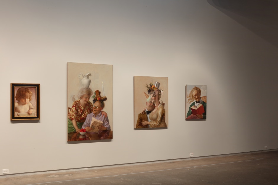 Installation view, John Currin, My Life as a Man, Dallas Contemporary, Dallas TX, 15 September - 22 December 2019  © John Currin. Courtesy the Artist and Sadie Coles HQ, London.  Photo: Kevin Todora