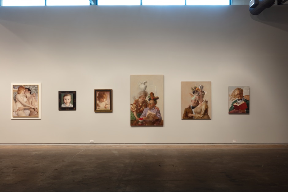 Installation view, John Currin, My Life as a Man, Dallas Contemporary, Dallas TX, 15 September - 22 December 2019  © John Currin. Courtesy the Artist and Sadie Coles HQ, London.  Photo: Kevin Todora