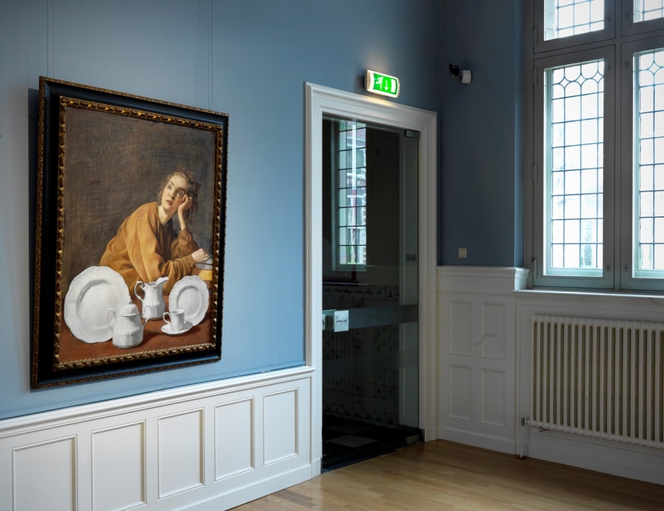 Installation view, John Currin, Frans Hals Museum, Haarlem, The Netherlands, 7 Ocfober 2011 - 8 January 2012  © John Currin. Courtesy the Artist and Frans Hals Museum, Haarlem.  Photo: GJR