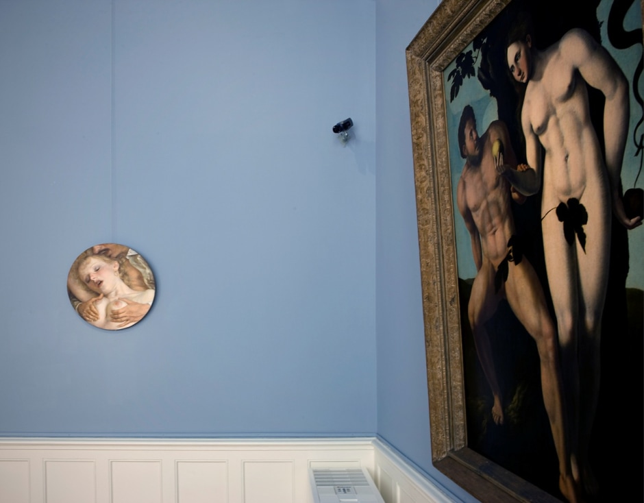 Installation view, John Currin, Frans Hals Museum, Haarlem, The Netherlands, 7 Ocfober 2011 - 8 January 2012  © John Currin. Courtesy the Artist and Frans Hals Museum, Haarlem.  Photo: GJR