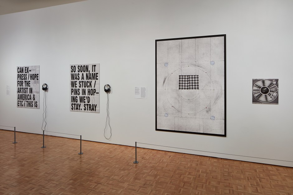 Installation view, STRAY, A GRAPHIC TONE, Cantor Arts Center, 23 February 2019 – 16 June 2019  © Shannon Ebner. Courtesy of the Artist and the Iris and B. Gerald Cantor Center for Visual Arts at Stanford University.  Photo: Johnna Arnold