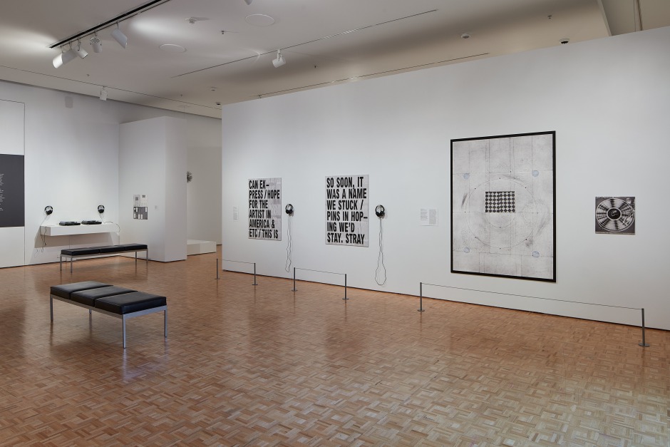 Installation view, STRAY, A GRAPHIC TONE, Cantor Arts Center, 23 February 2019 – 16 June 2019  © Shannon Ebner. Courtesy of the Artist and the Iris and B. Gerald Cantor Center for Visual Arts at Stanford University.  Photo: Johnna Arnold