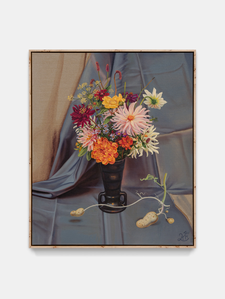 Kati Heck  Der kleinste gemeinsame Nenner, 2024  oil on canvas, artist's frame  93 x 78 x 6.6 cm / 36 ⅝ x 30 ¾ x 2 ⅝ in  © Kati Heck. Courtesy of the Artist and Sadie Coles HQ, London.  Photo: Pieter Huybrechts
