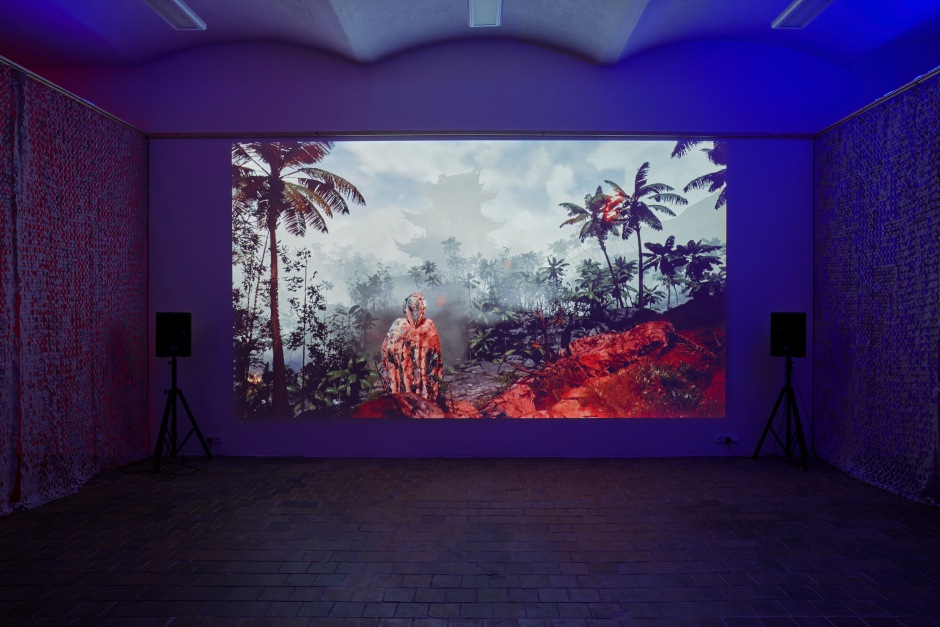 Installation view, Lawrence Lek, Ghostwriter, Cursor Gallery, CCA Prague, 20 December - 23 February 2020  © Lawrence Lek. Courtesy of the Artist and Sadie Coles HQ London.  Photo: Filip Beranek/Cursor Gallery, CCA Prague