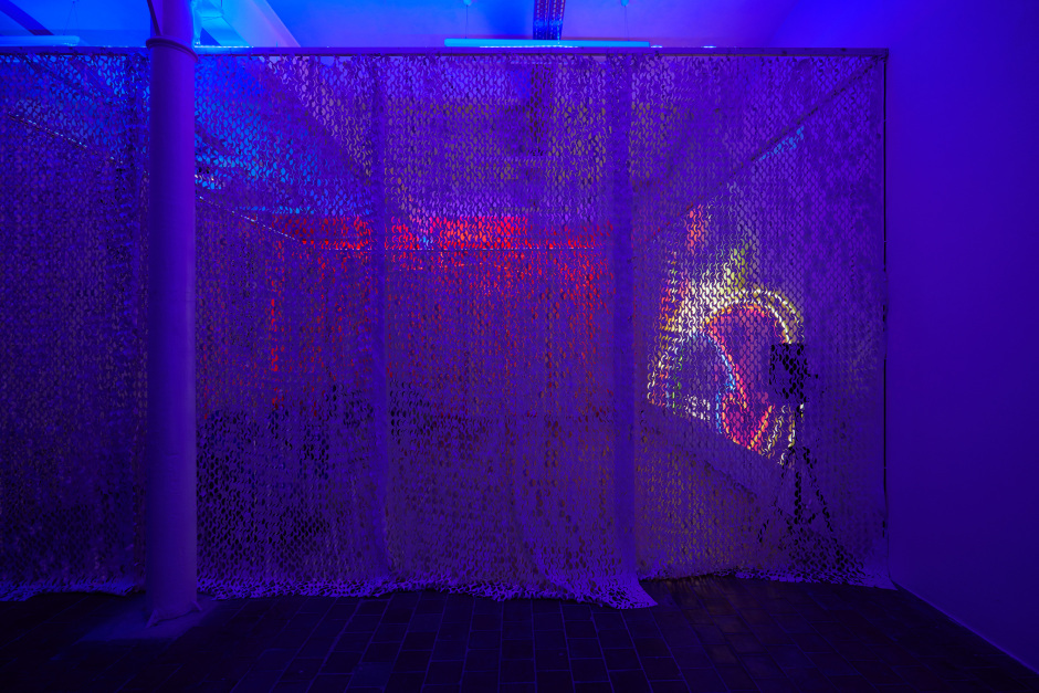 Installation view, Lawrence Lek, Ghostwriter, Cursor Gallery, CCA Prague, 20 December - 23 February 2020  © Lawrence Lek. Courtesy of the Artist and Sadie Coles HQ London.  Photo: Filip Beranek/Cursor Gallery, CCA Prague