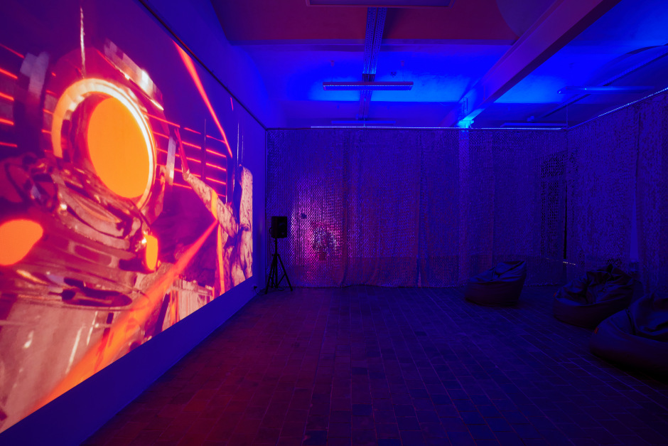 Installation view, Lawrence Lek, Ghostwriter, Cursor Gallery, CCA Prague, 20 December - 23 February 2020  © Lawrence Lek. Courtesy of the Artist and Sadie Coles HQ London.  Photo: Filip Beranek/Cursor Gallery, CCA Prague