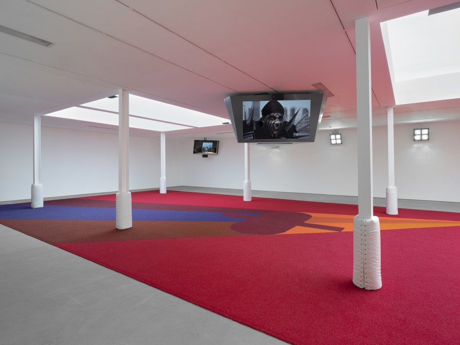 Matthew Barney  SECONDARY, 2023  five-channel 4K color video installation with immersive sound  running time: 60 minutes  © Matthew Barney. Courtesy of the Artist and Sadie Coles HQ, London.  Photo: Eva Herzog