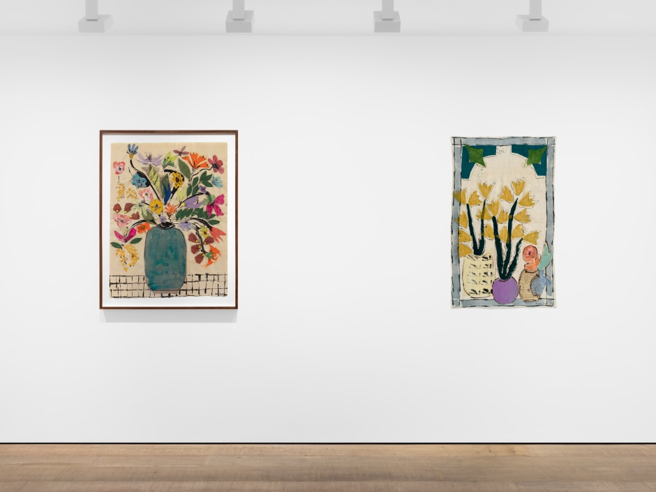 Installation view, Isabella Ducrot, Remembering Flowers, Sadie Coles HQ, 8 Bury Street SW1, 28 June - 17 August 2024  © Isabella Ducrot. Courtesy of the Artist and Sadie Coles HQ, London.  Photo: Arthur Gray