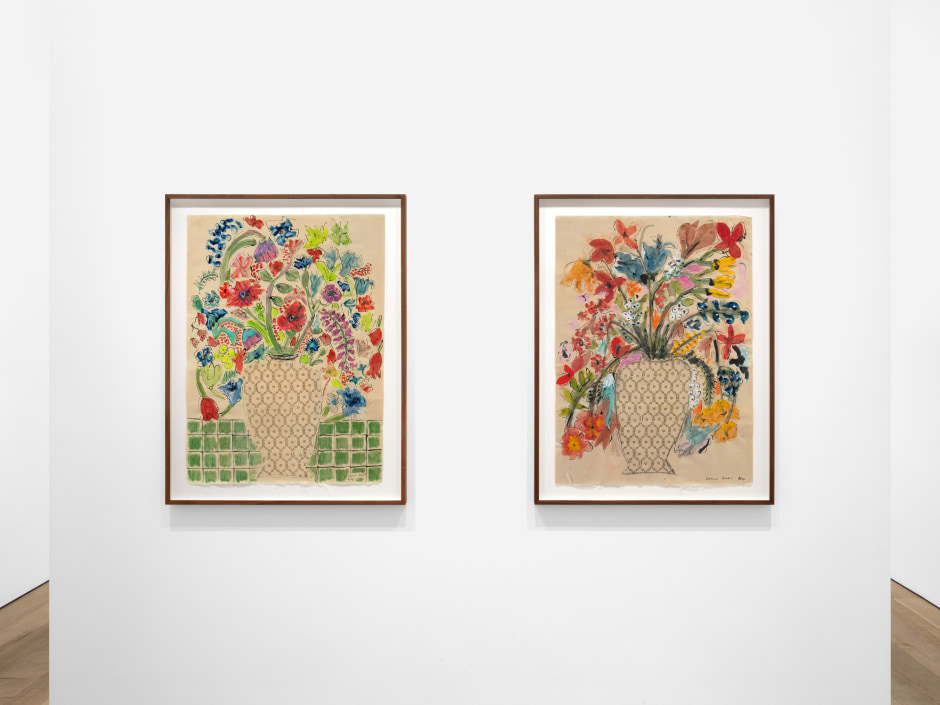 Installation view, Isabella Ducrot, Remembering Flowers, Sadie Coles HQ, 8 Bury Street SW1, 28 June - 17 August 2024  © Isabella Ducrot. Courtesy of the Artist and Sadie Coles HQ, London.  Photo: Arthur Gray