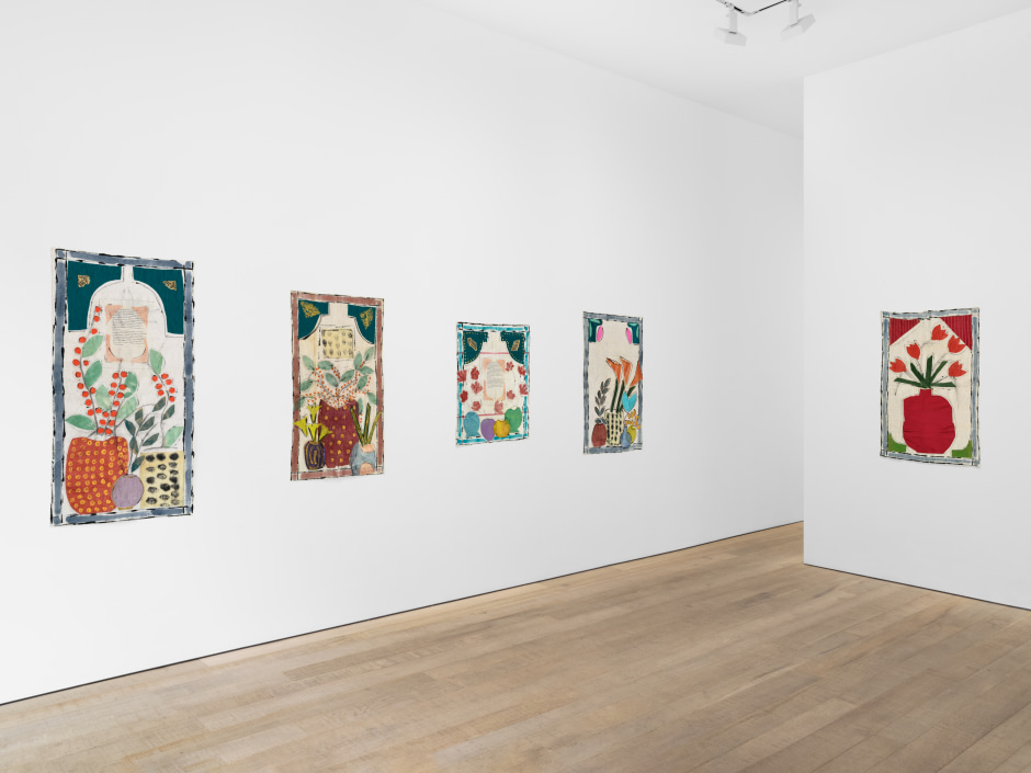Installation view, Isabella Ducrot, Remembering Flowers, Sadie Coles HQ, 8 Bury Street SW1, 28 June - 17 August 2024  © Isabella Ducrot. Courtesy of the Artist and Sadie Coles HQ, London.  Photo: Arthur Gray