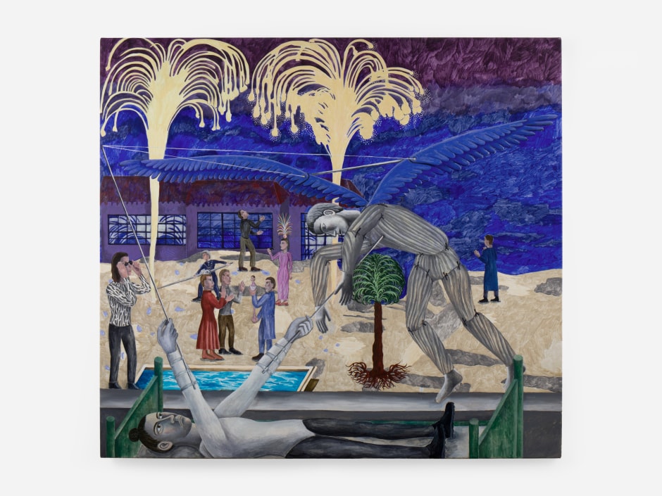 Agnes Scherer  Los Angeles guild of puppetry, 2024  acrylic on canvas  134.5 x 146.8 x 3.2 cm / 53 x 57 ¾ x 1 ¼ in  © Agnes Scherer. Courtesy of the Artist and Sadie Coles HQ, London.  Photo: Katie Morrison