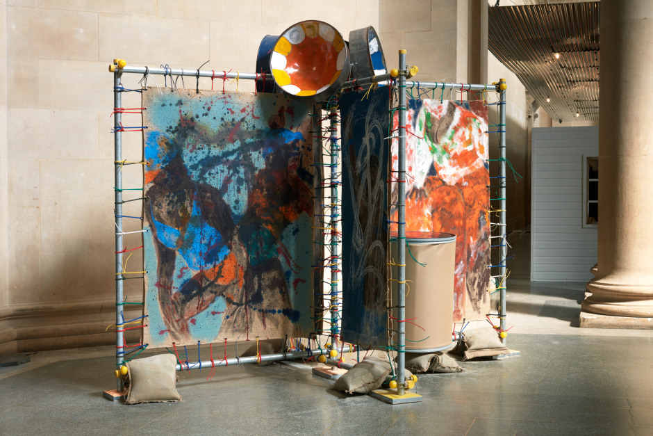 Installation view, Alvaro Barrington, GRACE, Tate Britain Commission, Tate Britain, London, 29 May 2024 - 26 January 2025  © Alvaro Barrington. Courtesy of the Artist, Sadie Coles HQ, Thaddaeus Ropac and MASSIMODECARLO.  Photo: Robert Glowacki